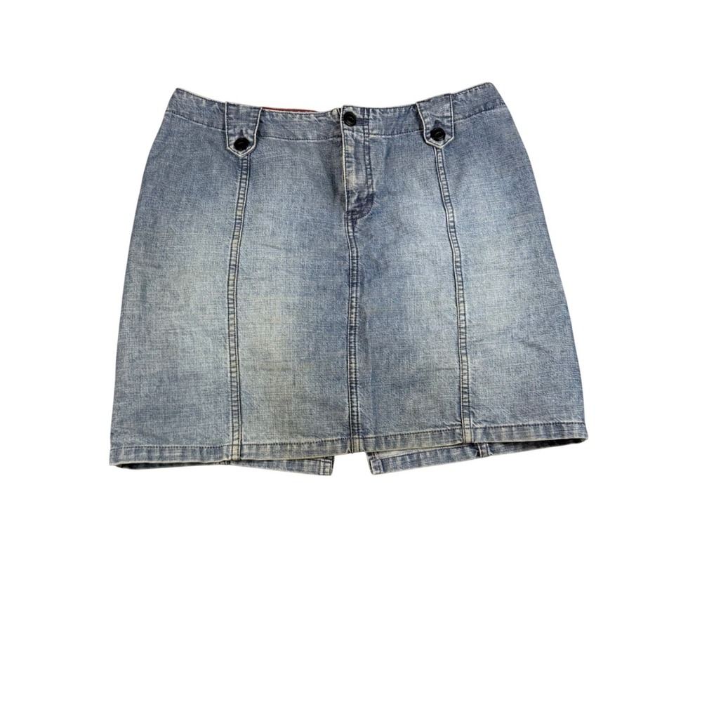 Tommy Hilfiger Jeans Womens Blue Denim Mini Skirt Size 10 Light Wash Cotton Slit